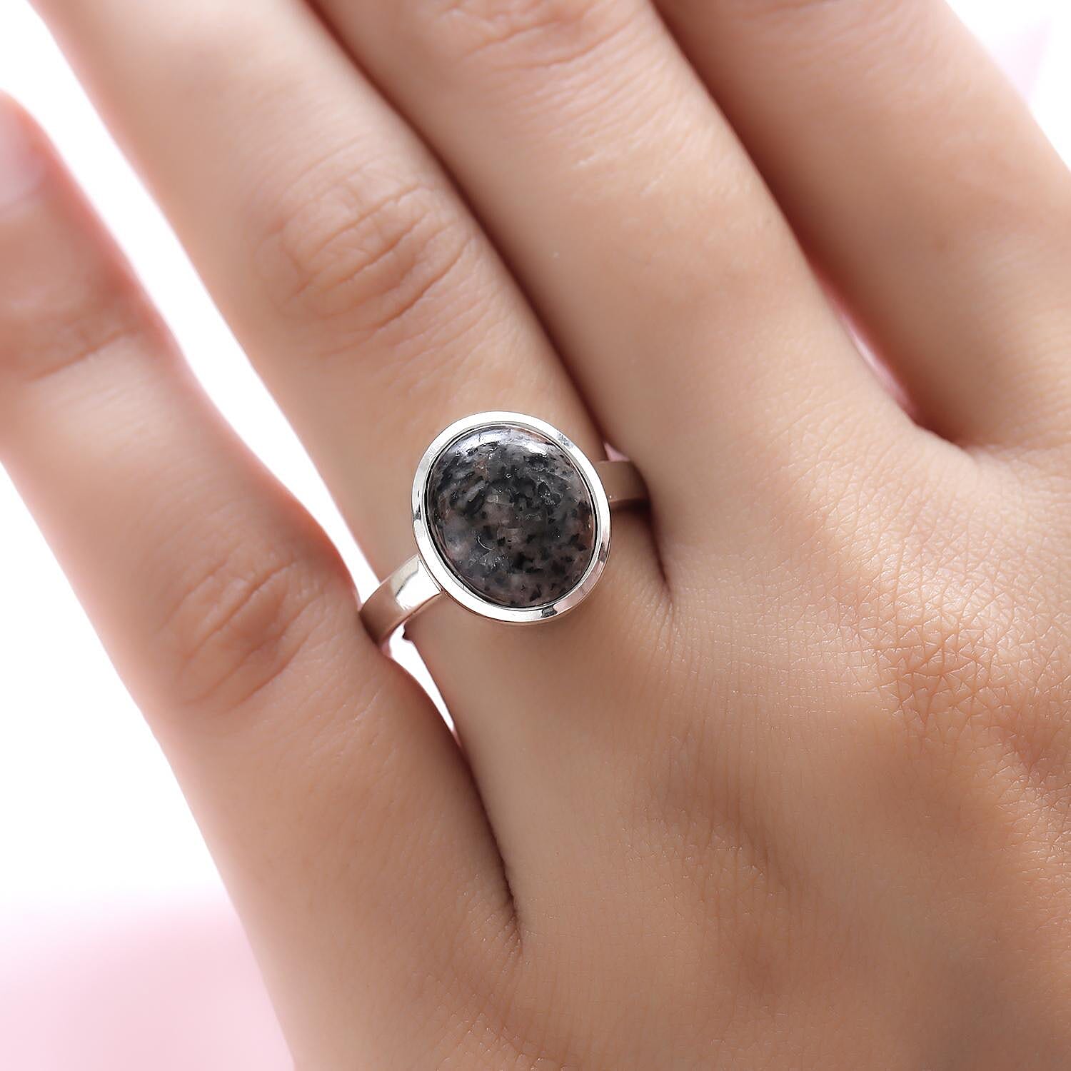 Yooperlite 4.95 ctw Ring in Platinum Over Sterling Silver (Size 10)