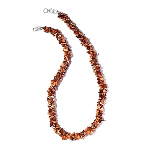 Fire Opal Chips Necklace 20 Inches in Platinum Over Sterling Silver 203.90 ctw