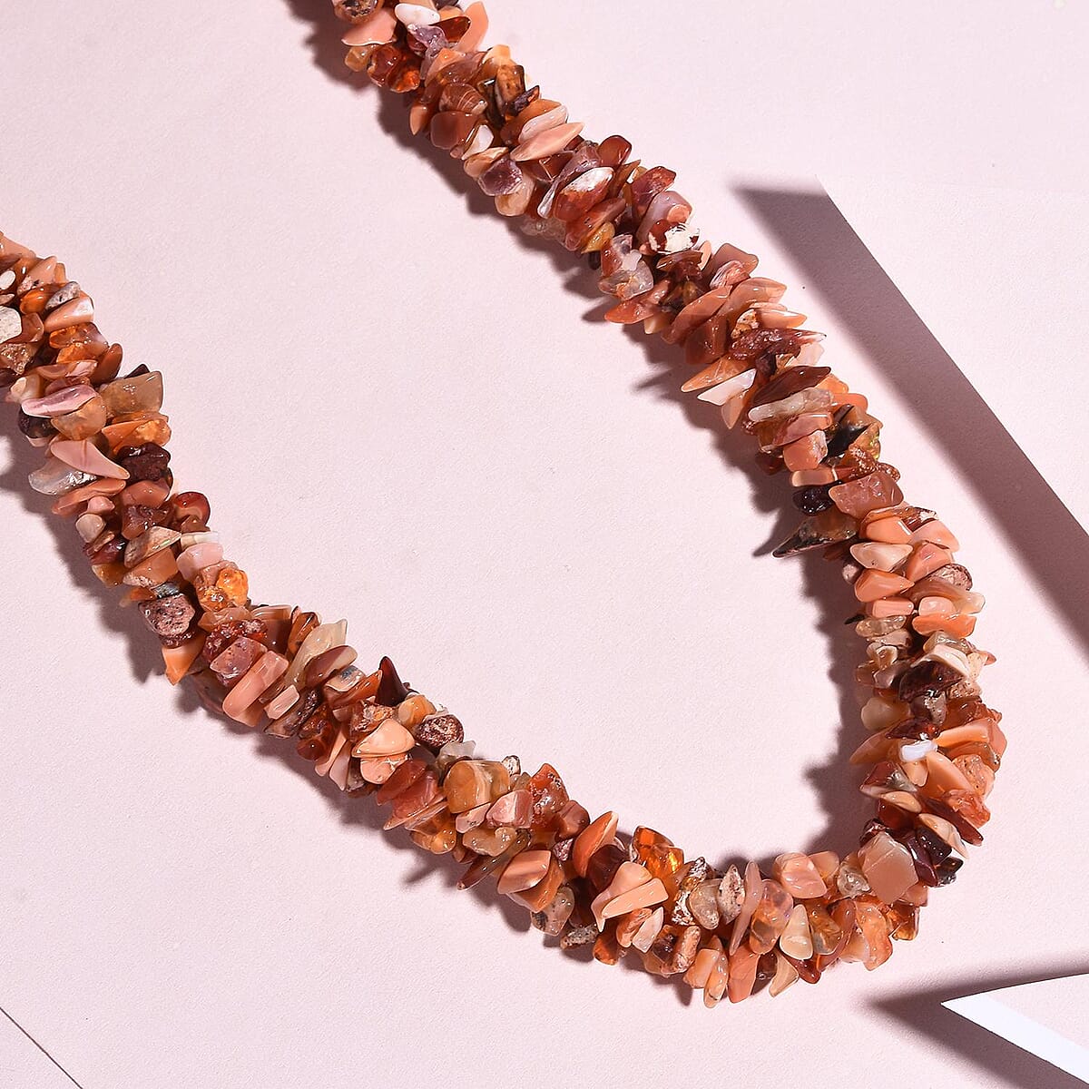 Fire Opal Chips Necklace 20 Inches in Platinum Over Sterling Silver 203.90 ctw image number 1