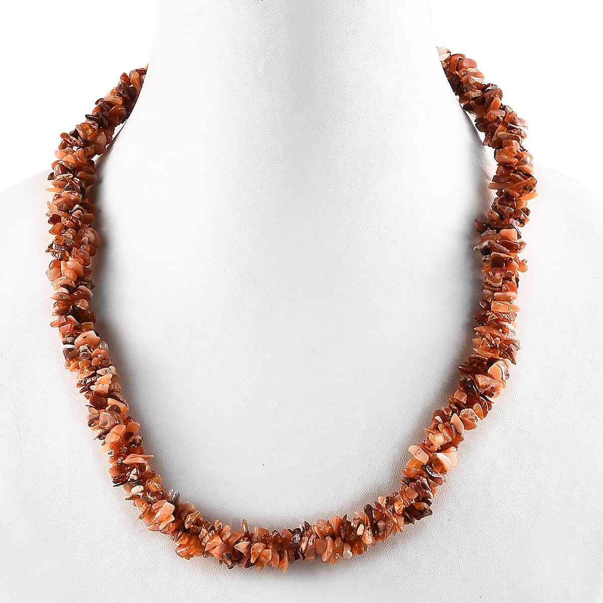 Fire Opal Chips Necklace 20 Inches in Platinum Over Sterling Silver 203.90 ctw image number 2