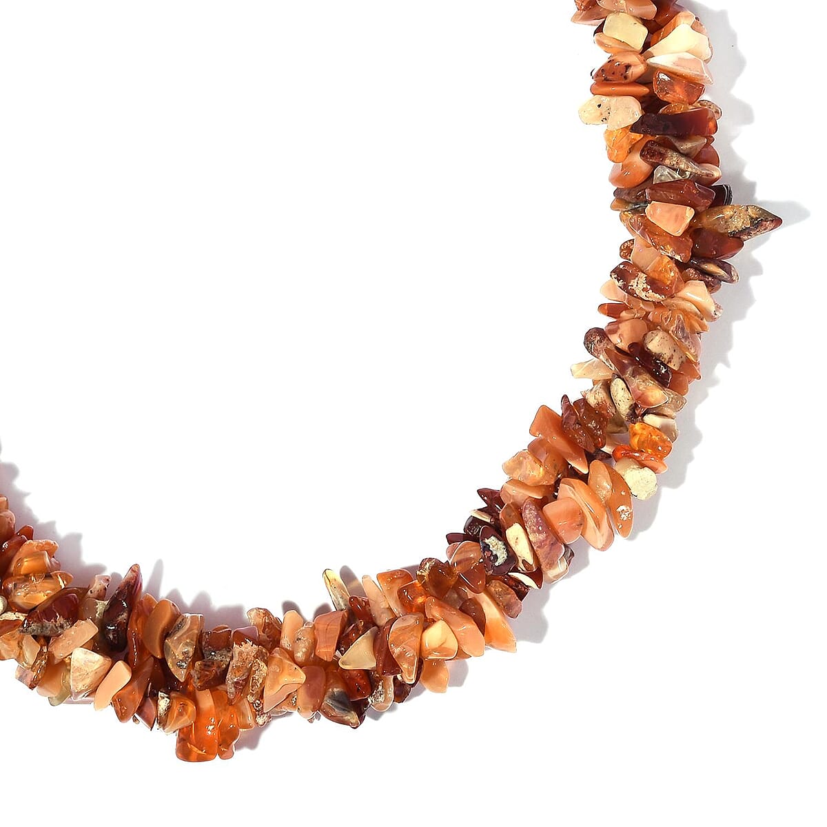 Fire Opal Chips Necklace 20 Inches in Platinum Over Sterling Silver 203.90 ctw image number 3