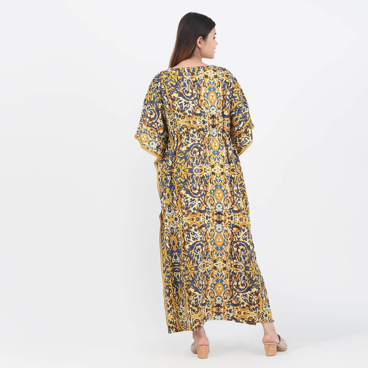 TAMSY, 100% RAYON ,KAFTAN, SIZE-ONE SIZE, COLOR- YELLOW image number 1