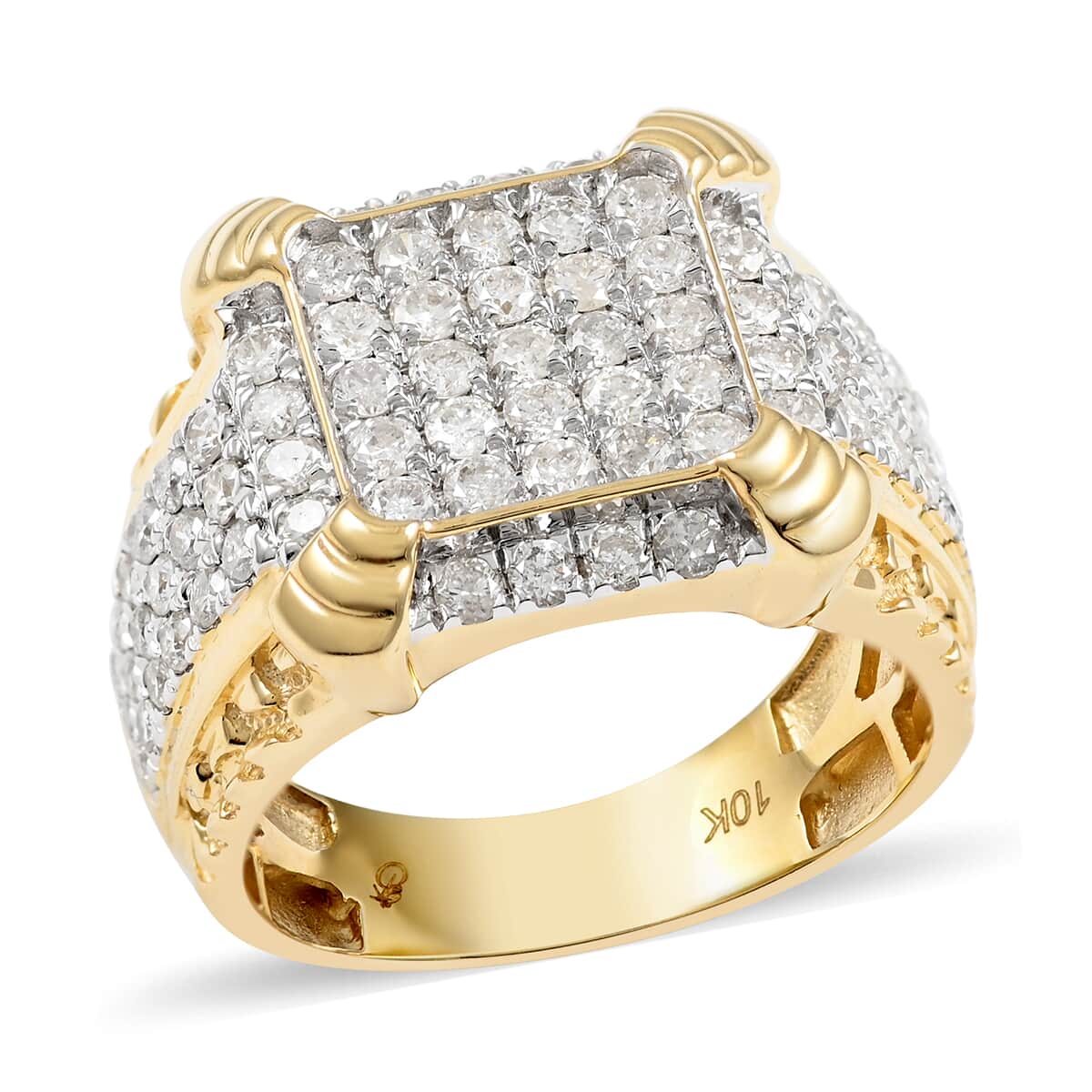 10K Yellow Gold G-H I3 Diamond Men's Ring (Size 10.0) 9.25 Grams 2.25 ctw image number 0