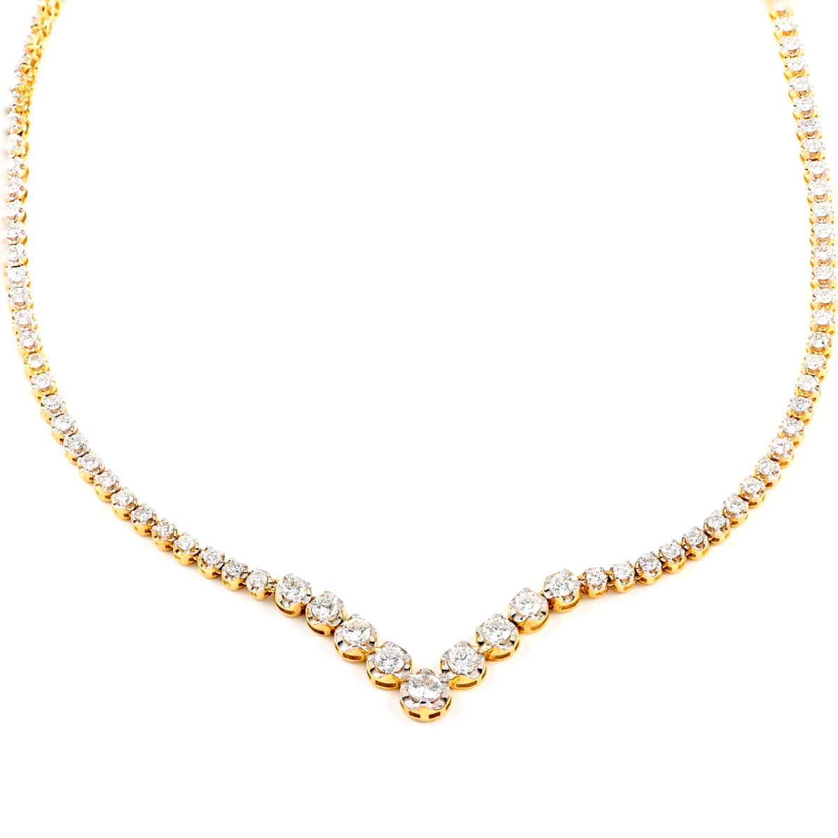NY Closeout 10K Yellow Gold G-H I1-SI3 Diamond Necklace 16 Inches 13.2 Grams 3.00 ctw image number 0