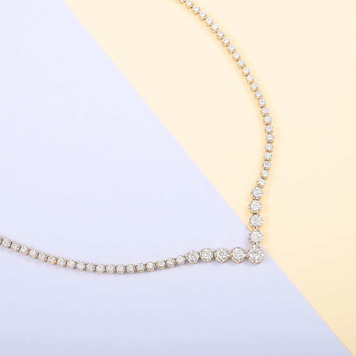 NY Closeout 10K Yellow Gold G-H I1-SI3 Diamond Necklace 16 Inches 13.2 Grams 3.00 ctw image number 1