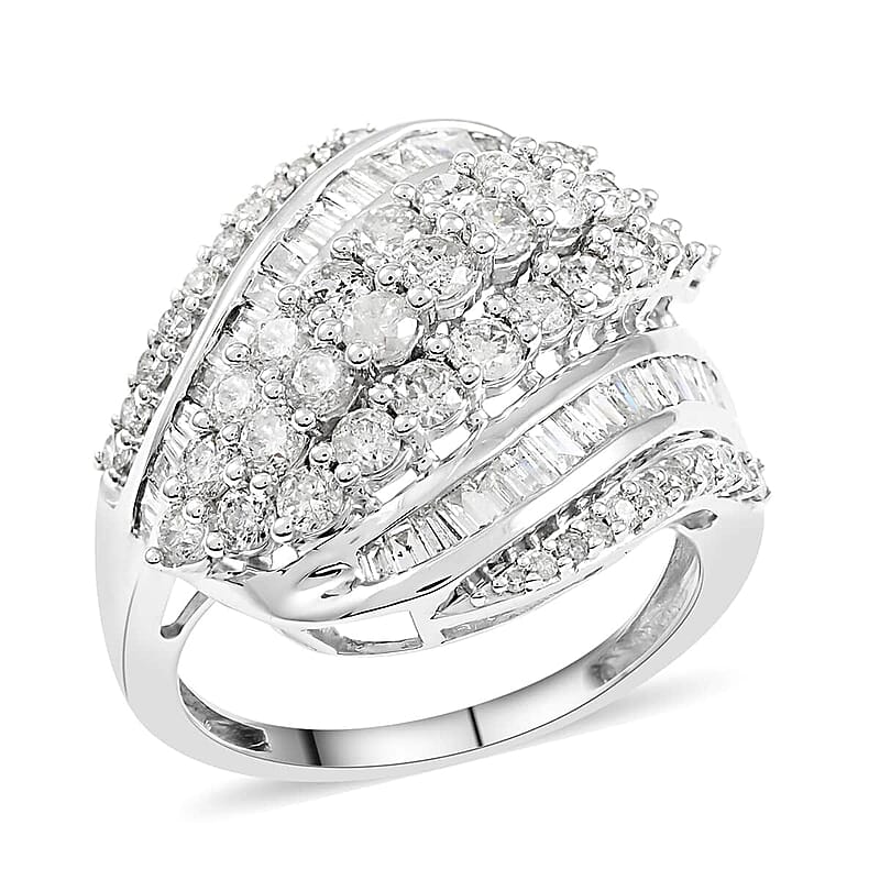 10K White Gold G-H I3 Diamond Ring (Size 7.0) 5.50 Grams 2.00 ctw