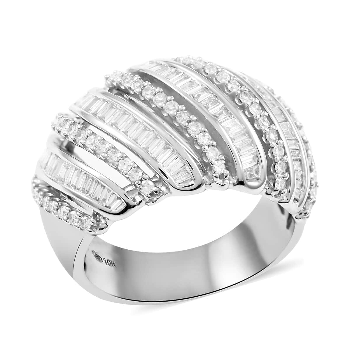 NY Closeout 10K White Gold G SI2 Diamond Ring (Size 7.0) 9.35 Grams 1.00 ctw image number 0