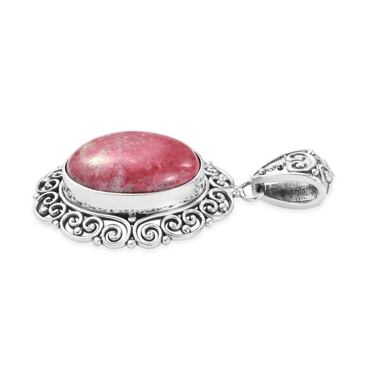 Artisan Crafted Norwegian Thulite Solitaire Pendant in Sterling Silver 18.50 ctw image number 2