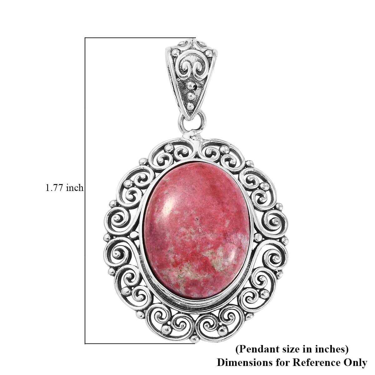 Artisan Crafted Norwegian Thulite Solitaire Pendant in Sterling Silver 18.50 ctw image number 4