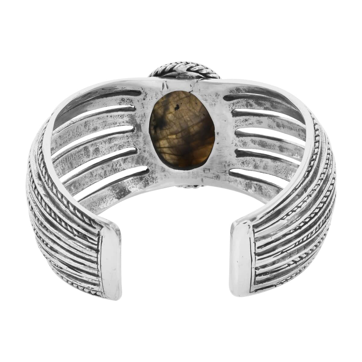 BALI LEGACY Malagasy Labradorite Cuff Bracelet in Sterling Silver (7.25 In) 46.75 Grams 33.75 ctw image number 4