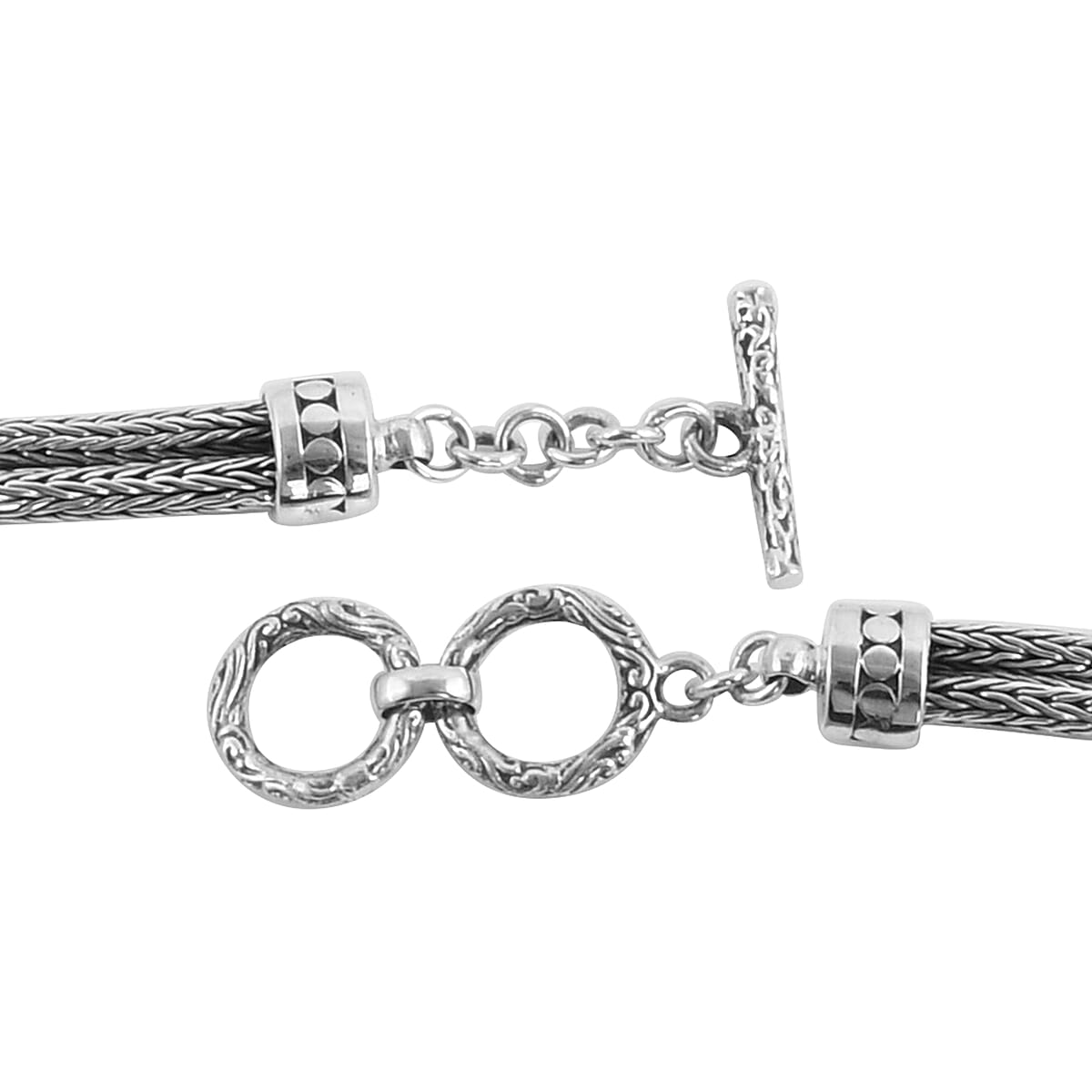 Bali Legacy Larimar 3 Stone Bracelet in Sterling Silver (7.50 In) 27.50 Grams 25.40 ctw image number 4