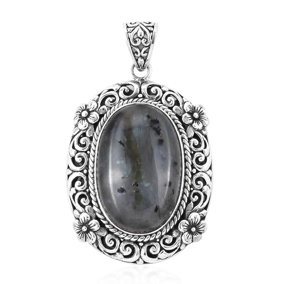 BALI LEGACY Malagasy Labradorite Solitaire Pendant in Sterling Silver 15.10 Grams 37.10 ctw image number 0