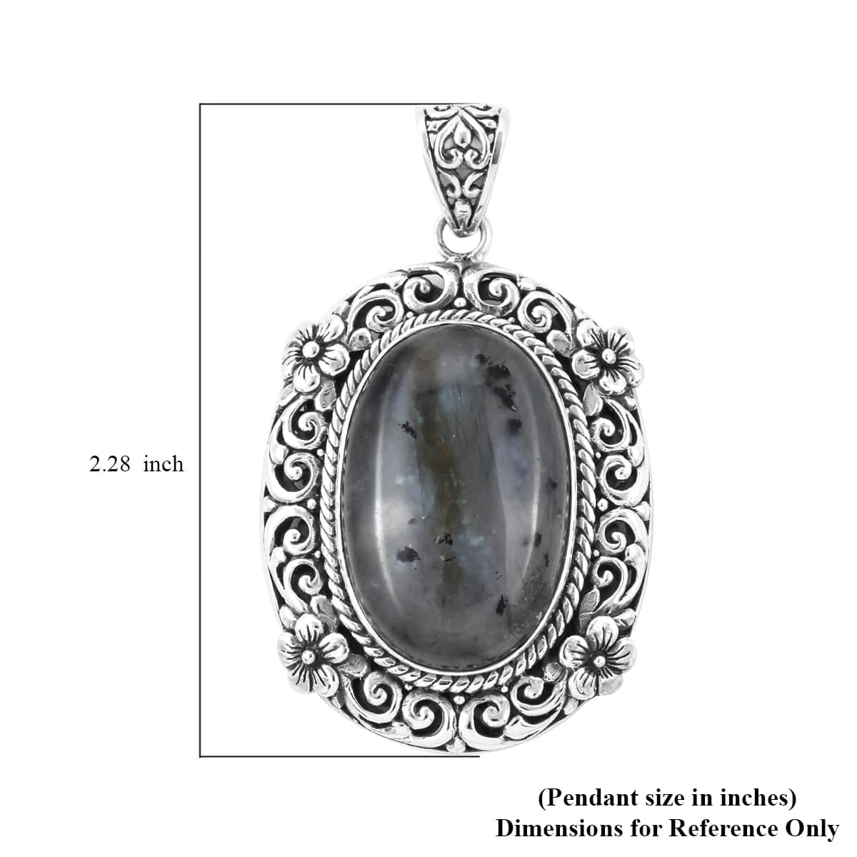 BALI LEGACY Malagasy Labradorite Solitaire Pendant in Sterling Silver 15.10 Grams 37.10 ctw image number 4