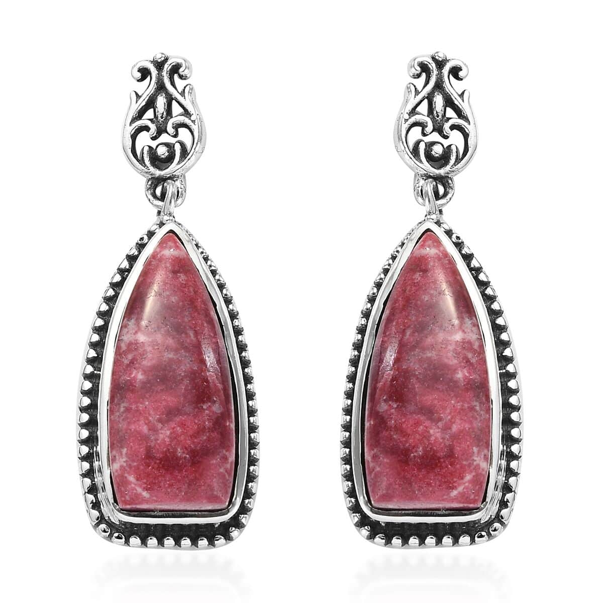 Artisan Crafted Norwegian Thulite Earrings in Sterling Silver 15.15 ctw image number 0