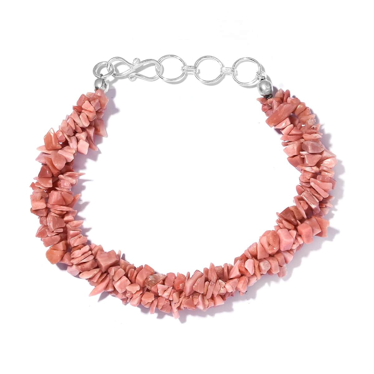 Peach Opal Chips Twisted Bracelet in Sterling Silver (7.25 In) 56.50 ctw image number 0