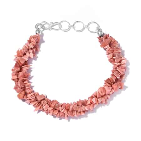 Peach Opal Chips Twisted Bracelet in Sterling Silver (7.25 In) 56.50 ctw image number 0