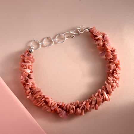 Peach Opal Chips Twisted Bracelet in Sterling Silver (7.25 In) 56.50 ctw image number 1
