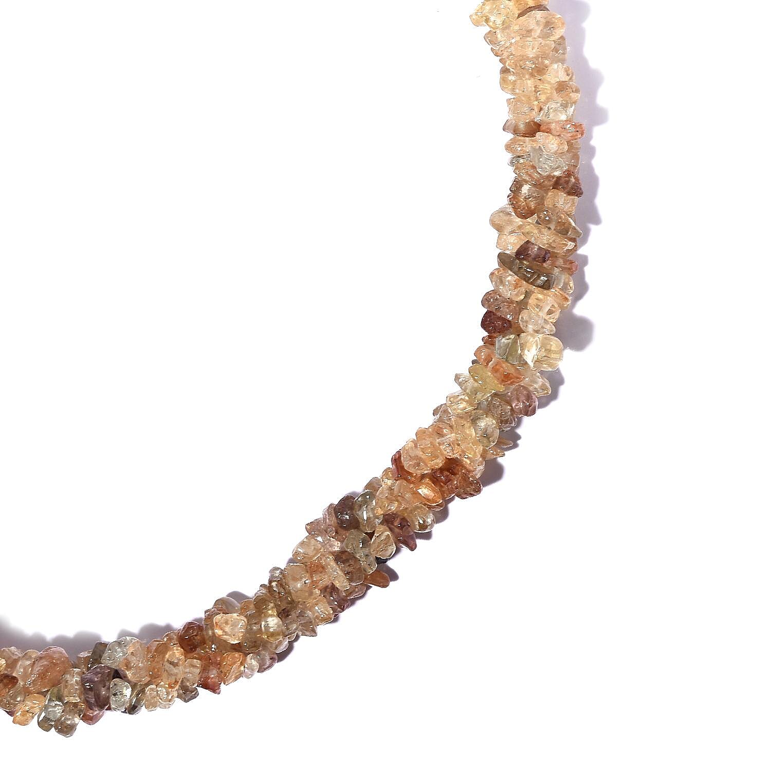 Golden Zircon Chips Necklace 20 Inches in Sterling Silver 220.40 ctw