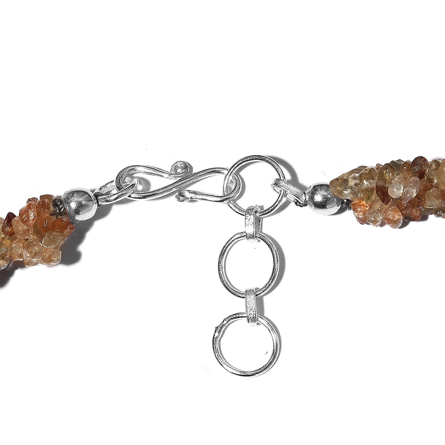 Golden Zircon Chips Necklace 20 Inches in Sterling Silver 220.40 ctw