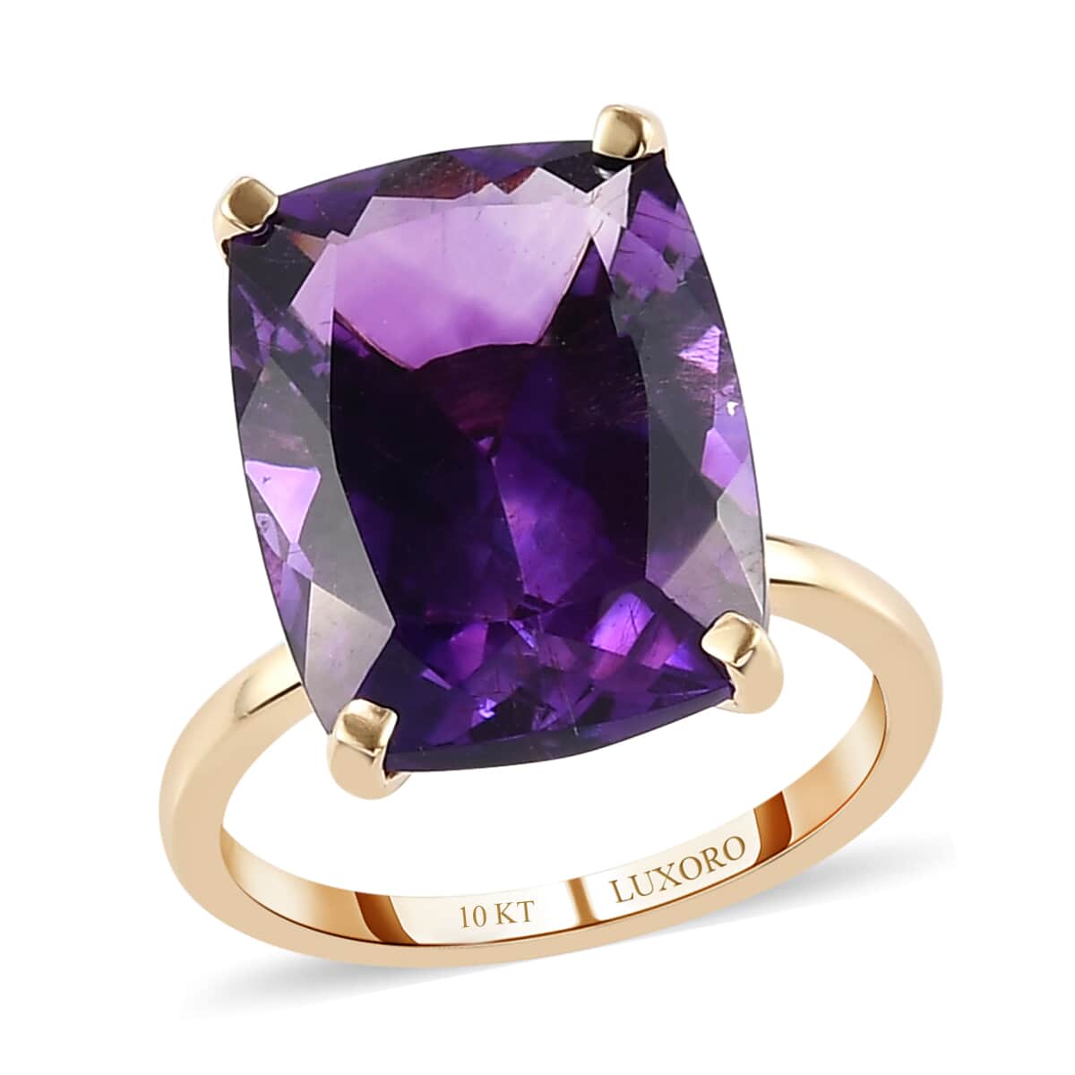 LUXORO 10K Yellow Gold AAA Moroccan Amethyst Solitaire Ring (Size 10.0) 2.40 Grams 10.75 ctw image number 0