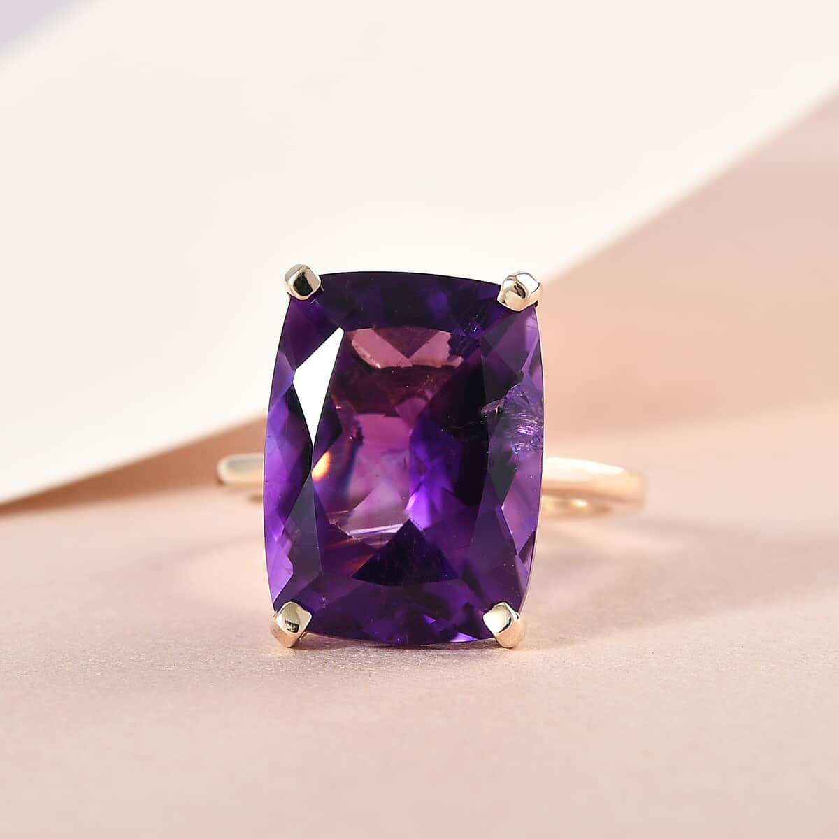 LUXORO 10K Yellow Gold AAA Moroccan Amethyst Solitaire Ring (Size 10.0) 2.40 Grams 10.75 ctw image number 1