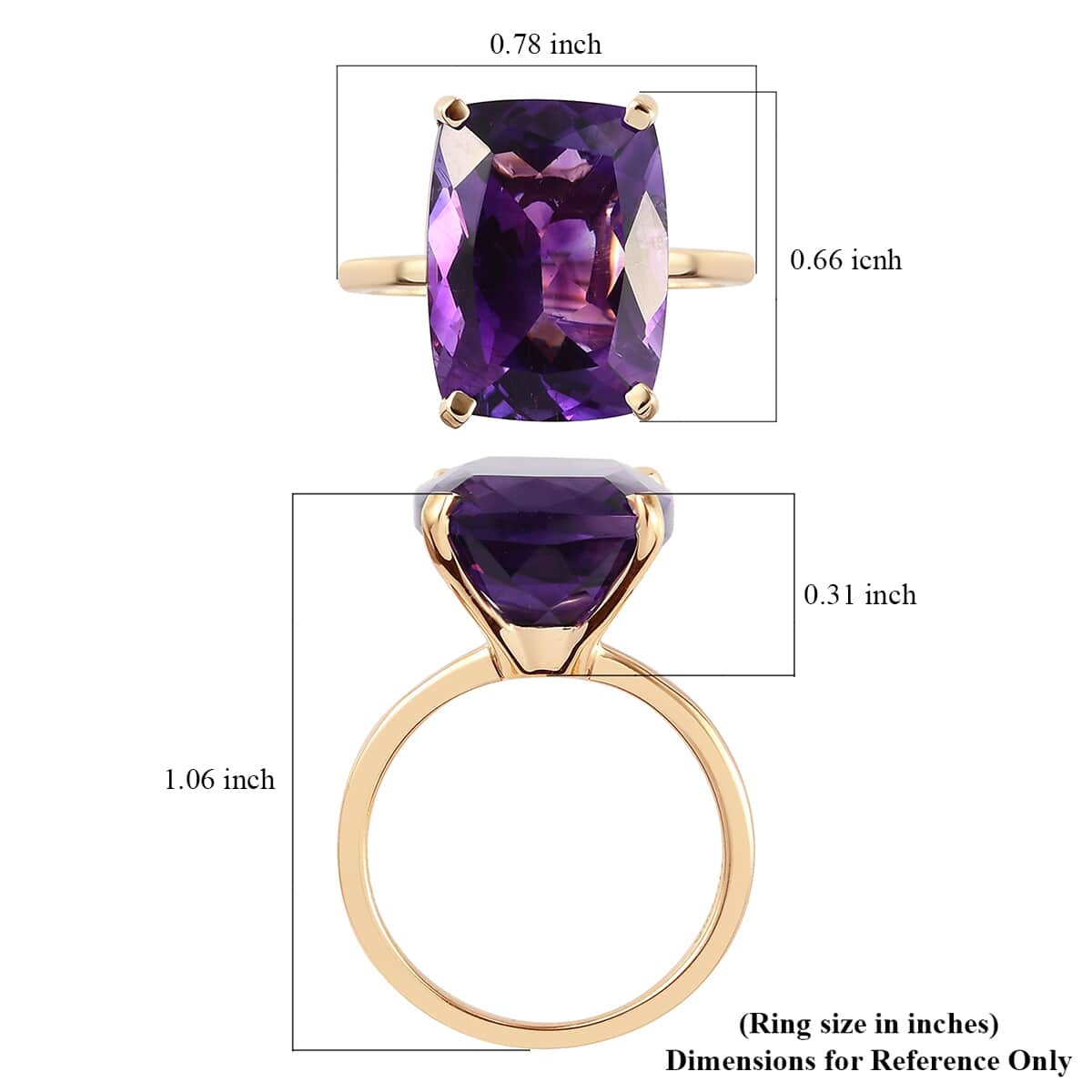 LUXORO 10K Yellow Gold AAA Moroccan Amethyst Solitaire Ring (Size 10.0) 2.40 Grams 10.75 ctw image number 5