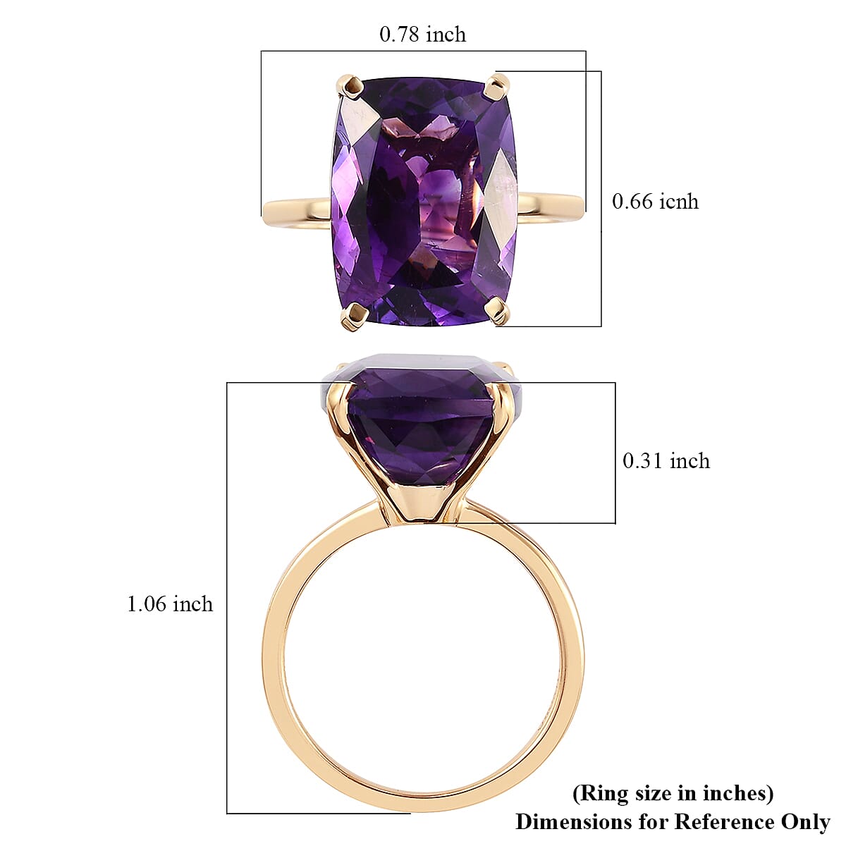 Luxoro 10K Yellow Gold AAA Moroccan Amethyst Solitaire Ring (Size 7.0) 10.75 ctw image number 5