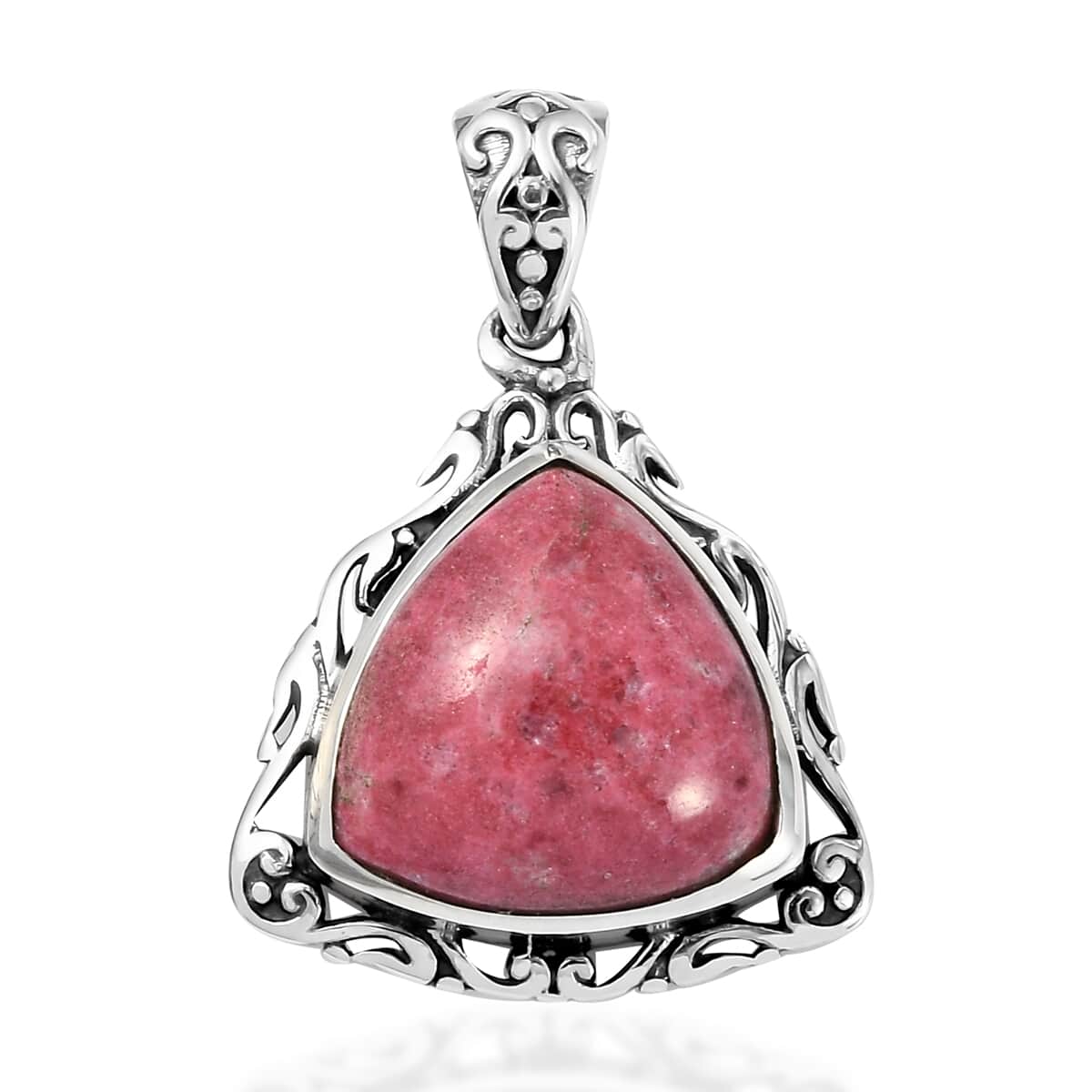 Artisan Crafted Norwegian Thulite Solitaire Pendant in Sterling Silver 9.15 ctw image number 0