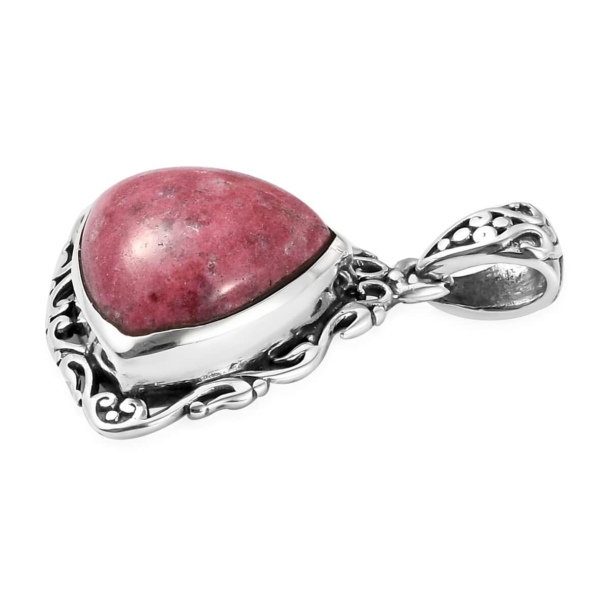 Artisan Crafted Norwegian Thulite Solitaire Pendant in Sterling Silver 9.15 ctw image number 2