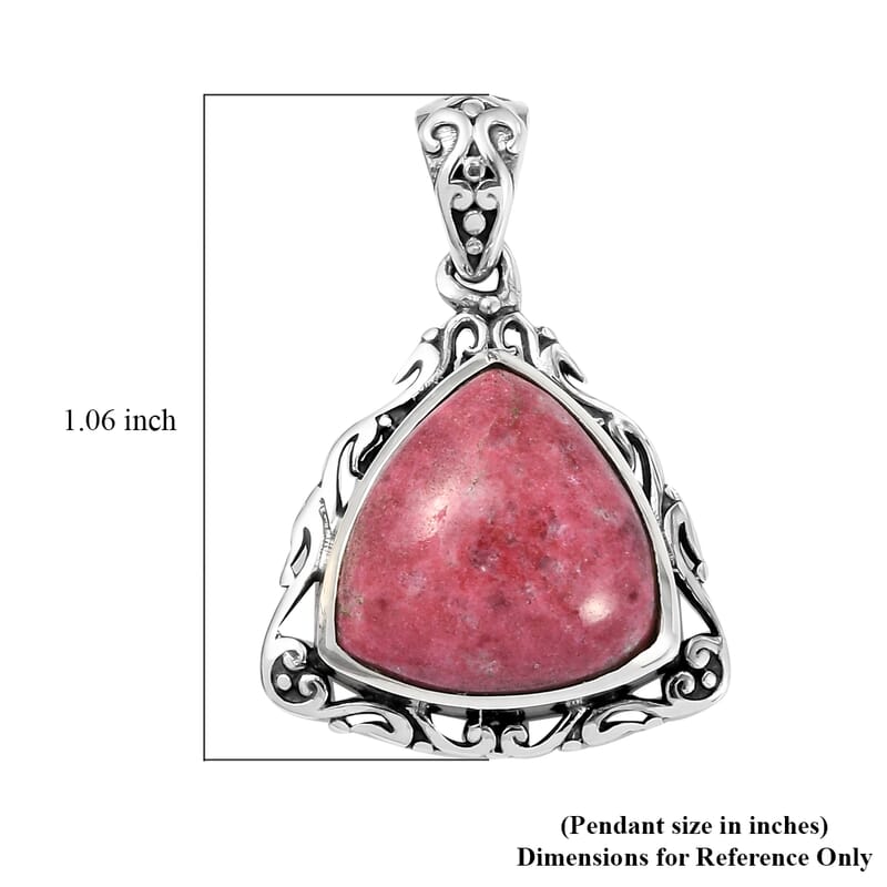 Artisan Crafted Norwegian Thulite Solitaire Pendant in Sterling Silver 9.15 ctw