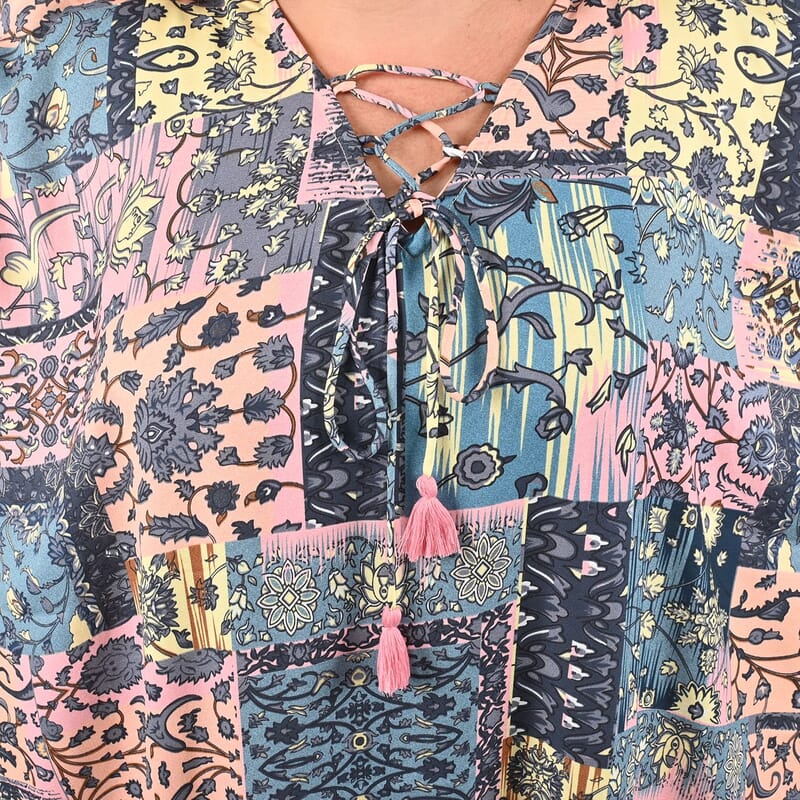 Tamsy Peach Color Kaftan with Lace - One Size Fits Most