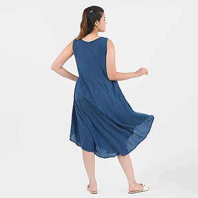 TAMSY Navy Color Umbrella Dress with Pockets - One Size Missy