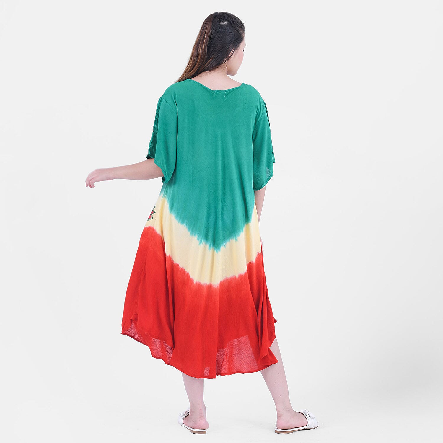 Tamsy, 100% RAYON,UMBRELLA DRESS , SIZE- ONE SIZE MISSY, COLOR- MULTICOLOR