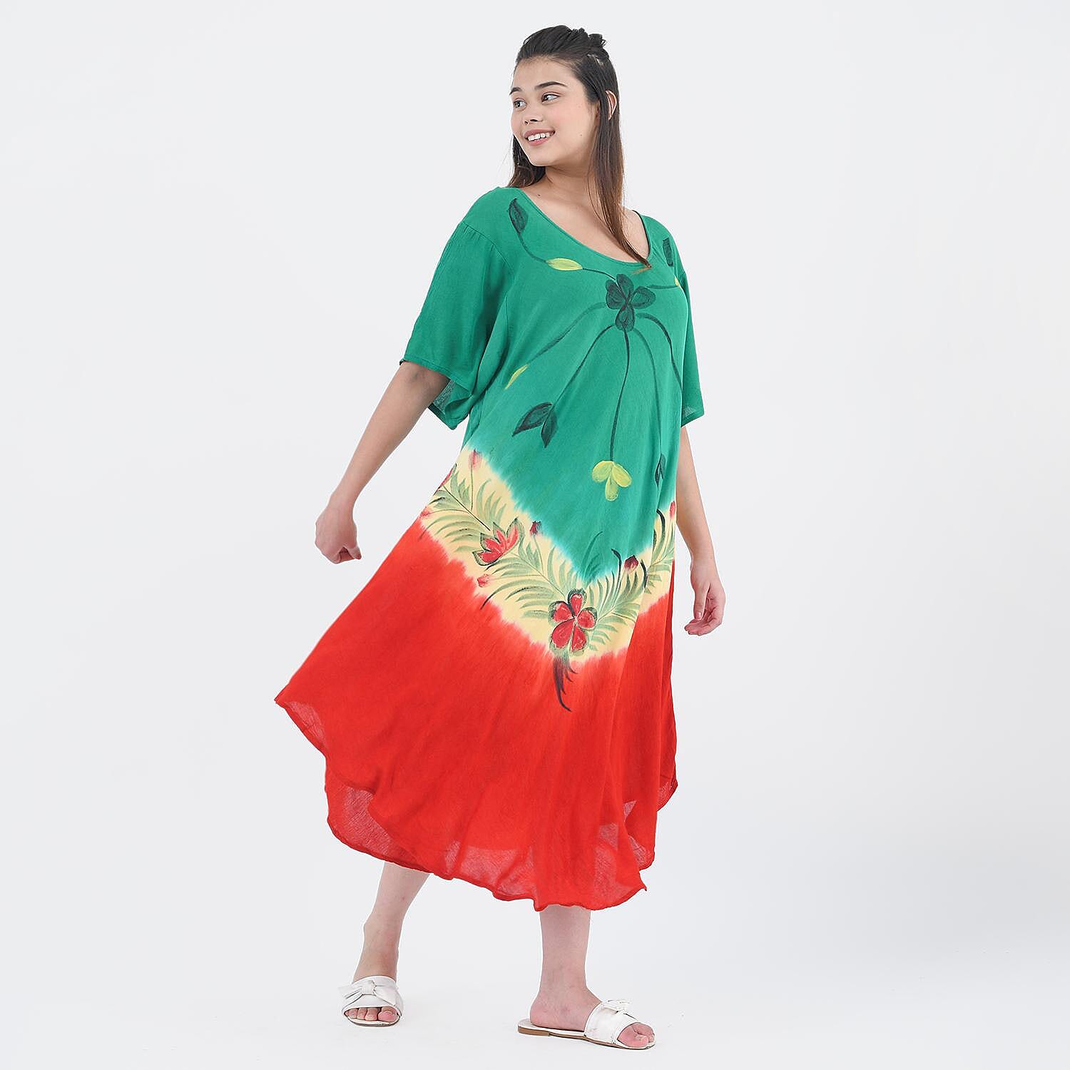 Tamsy, 100% RAYON,UMBRELLA DRESS , SIZE- ONE SIZE MISSY, COLOR- MULTICOLOR