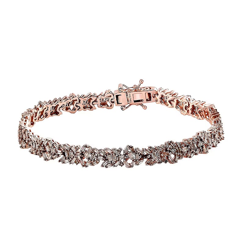 Natural Champagne Diamond 4.00 ctw Bracelet in Vermeil Rose Gold Over Sterling Silver (7.25 In)