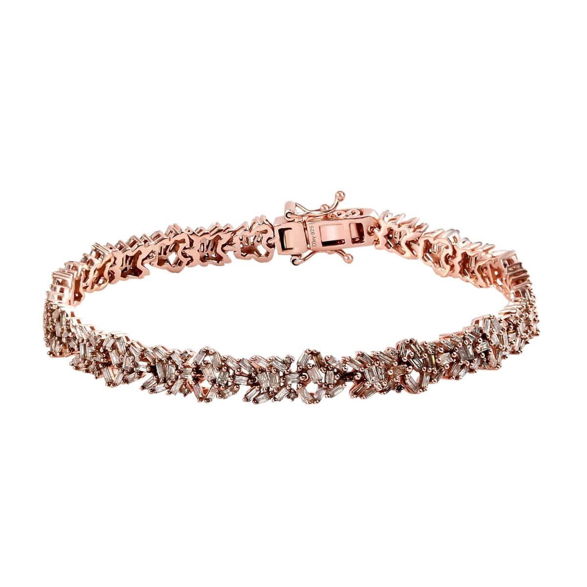 Natural Champagne Diamond Bracelet in Vermeil Rose Gold Over Sterling Silver (7.25 In) 4.00 ctw image number 0