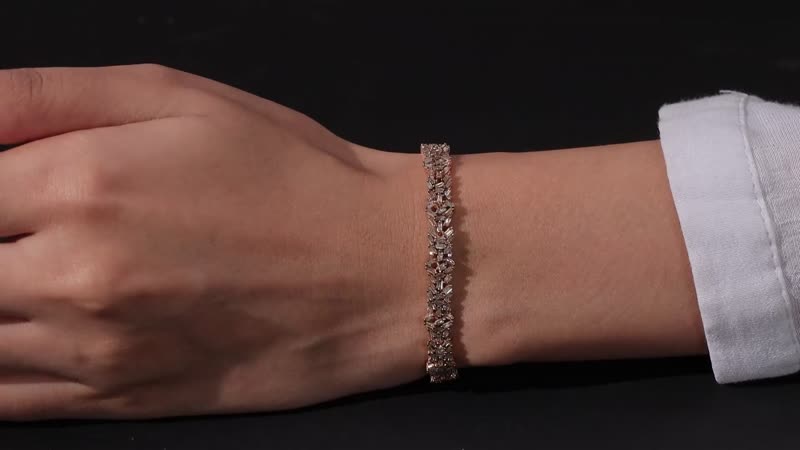 Natural Champagne Diamond 4.00 ctw Bracelet in Vermeil Rose Gold Over Sterling Silver (7.25 In)