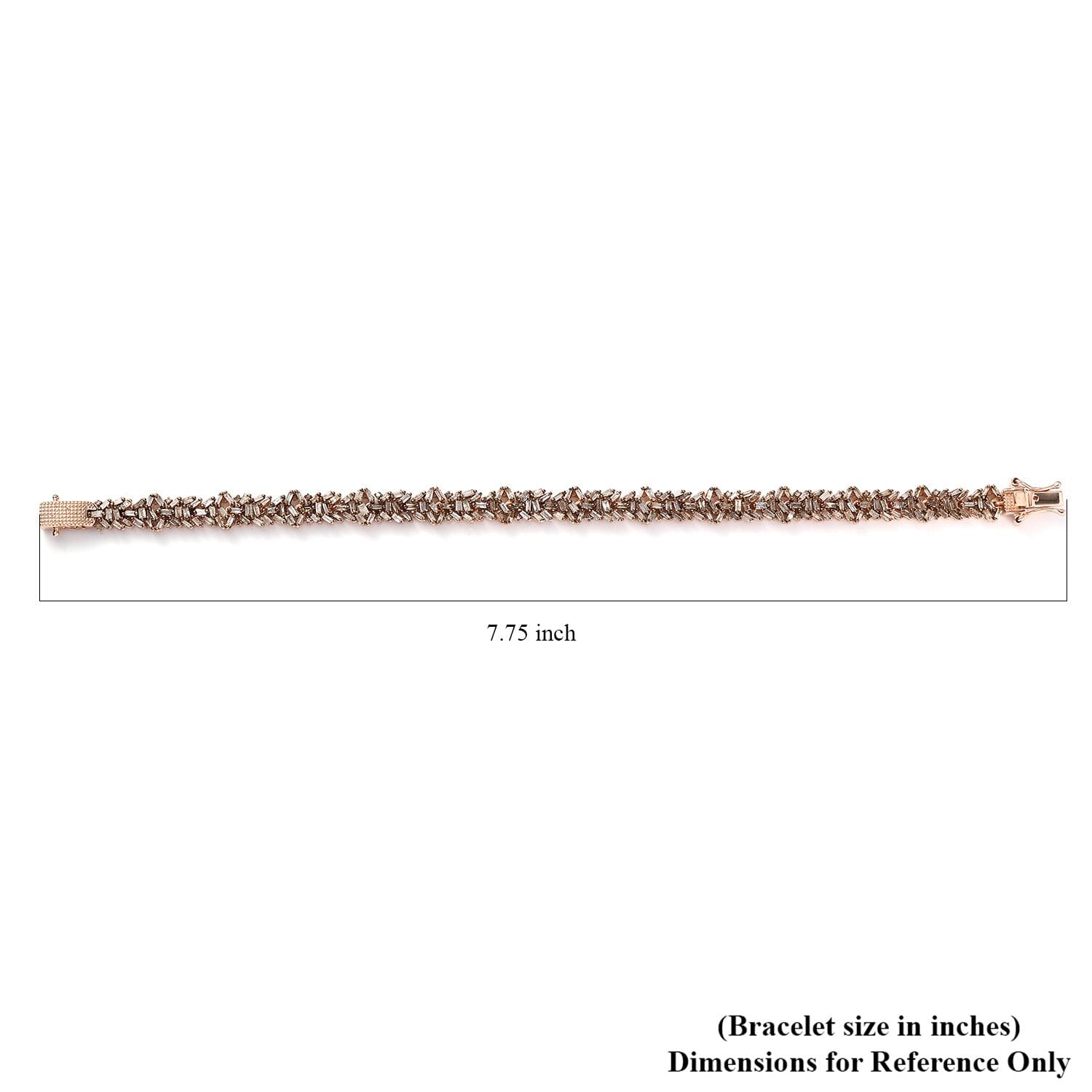 Ct 4 Sterling Silver Rose Gold Plated White Diamond Tennis Bracelet Size 7.25" - Picture 5 of 6