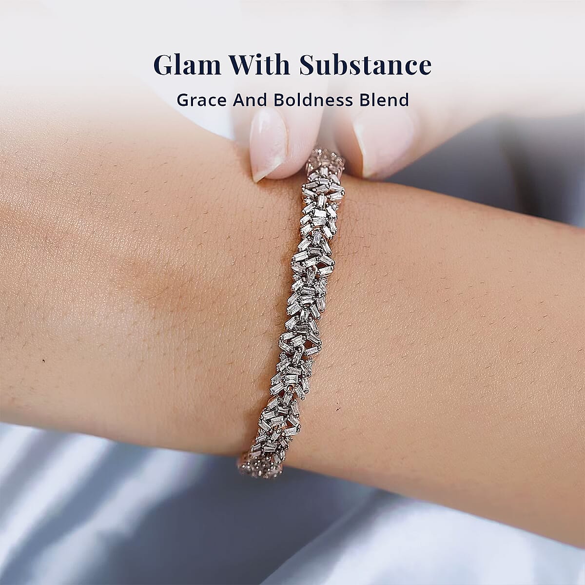 Natural Champagne Diamond 4.00 ctw Bracelet in Vermeil Rose Gold Over Sterling Silver (7.25 In) image number 5