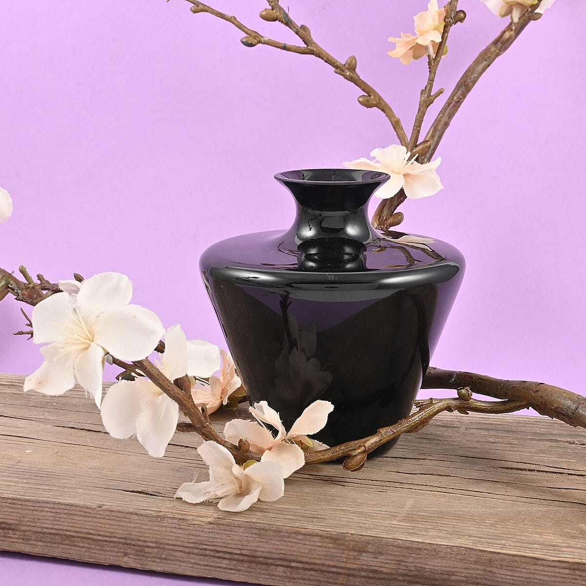 V Nason & C Murano Pot Shape Glass Vase -Black image number 1