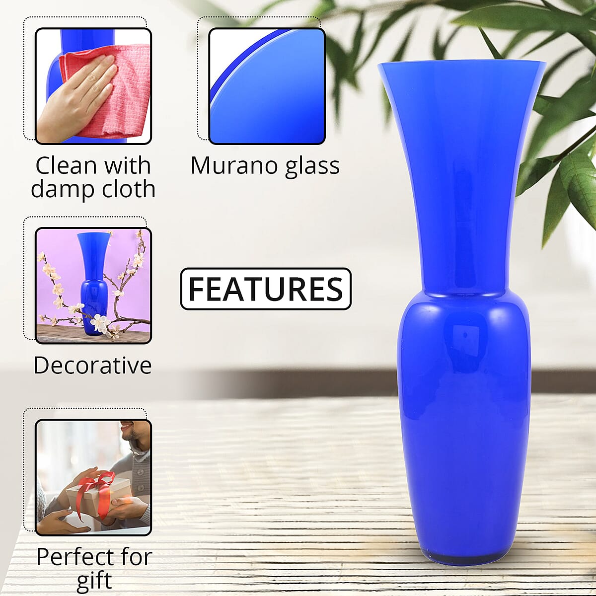 V Nason & C Murano Glass Vase - Blue image number 2