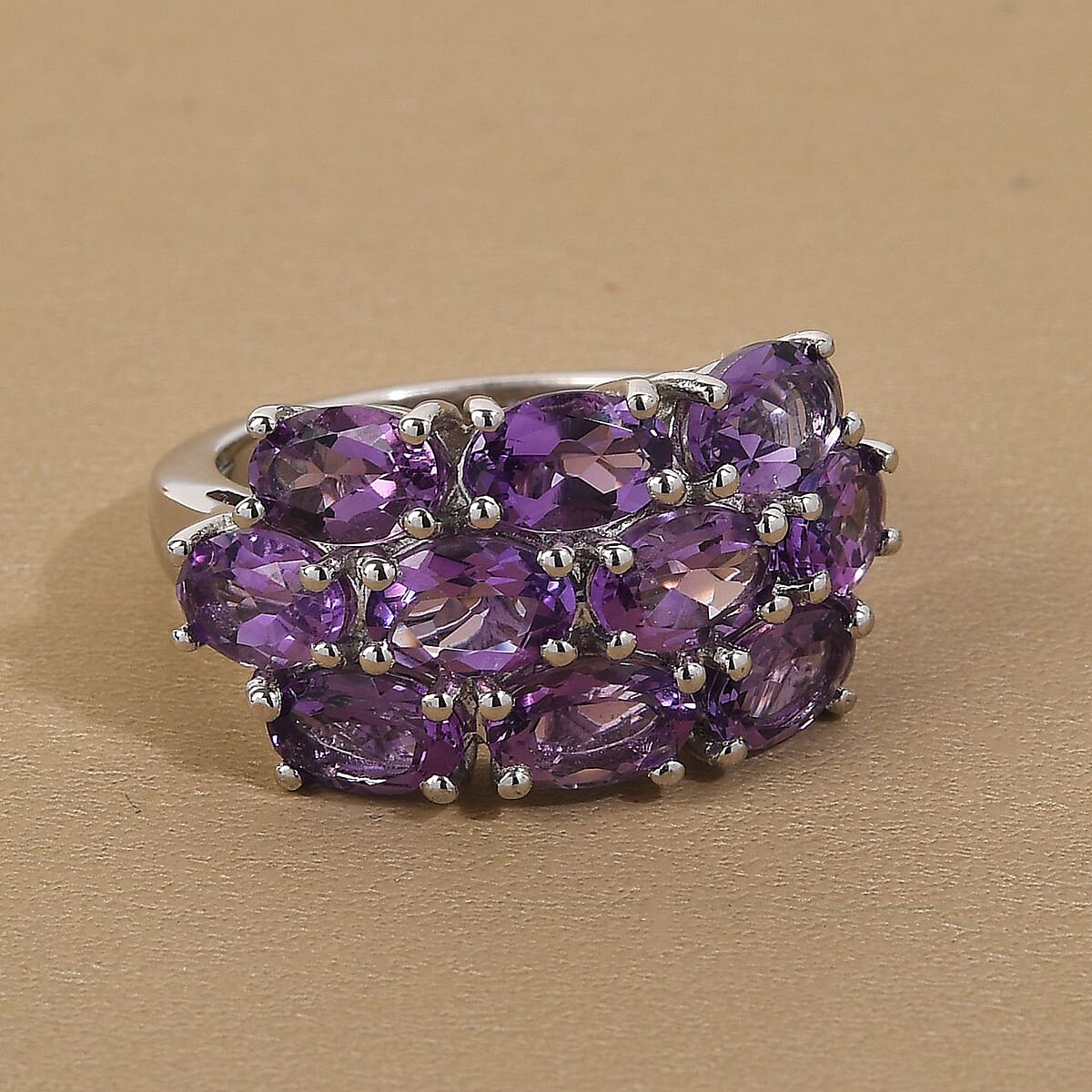 Mashamba Amethyst Ring in Platinum Over Sterling Silver (Size 7.0) 4.10 ctw image number 1