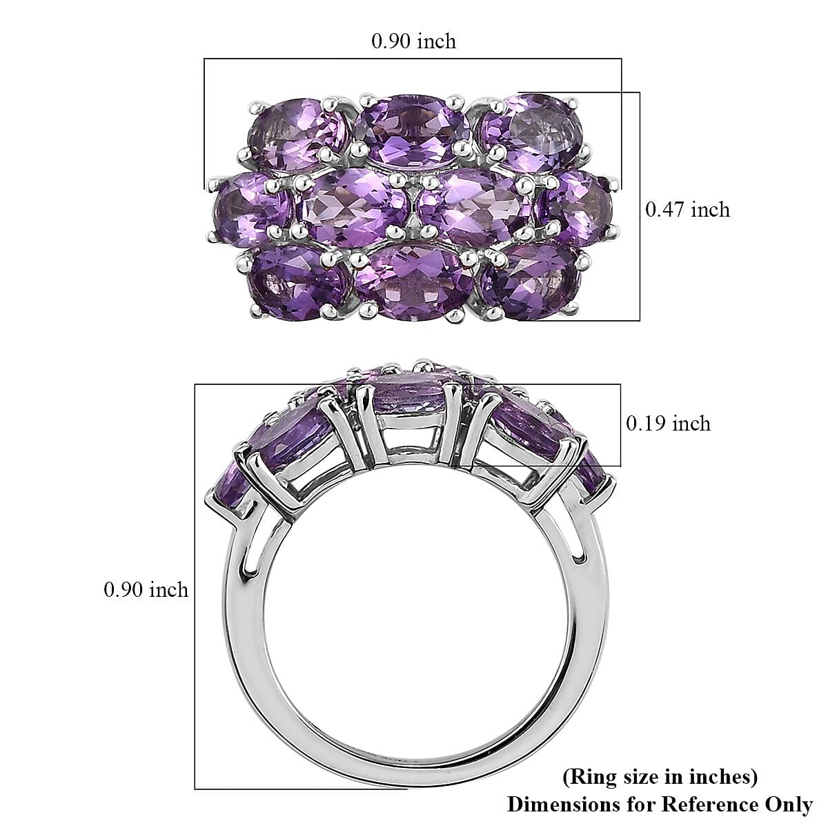 Mashamba Amethyst Ring in Platinum Over Sterling Silver (Size 7.0) 4.10 ctw image number 5