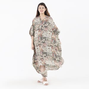 Tamsy Black Bamberg Long Kaftan with Buttons in Front - One Size Fits Most