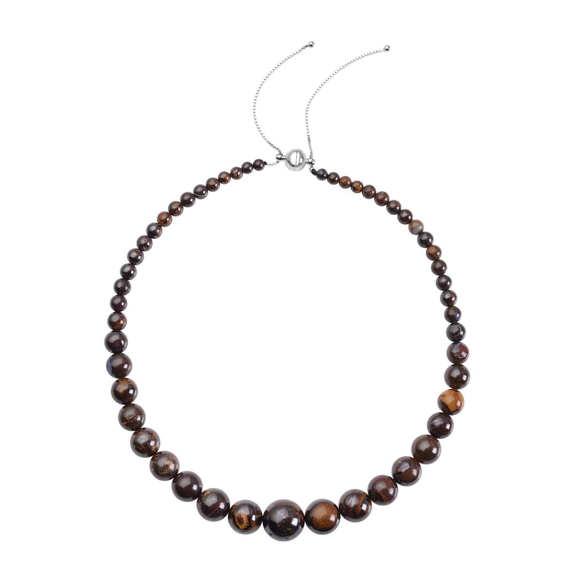 Boulder Opal Triplet Beaded Necklace 18-22 Inches in Rhodium Over Sterling Silver 408.80 ctw image number 0
