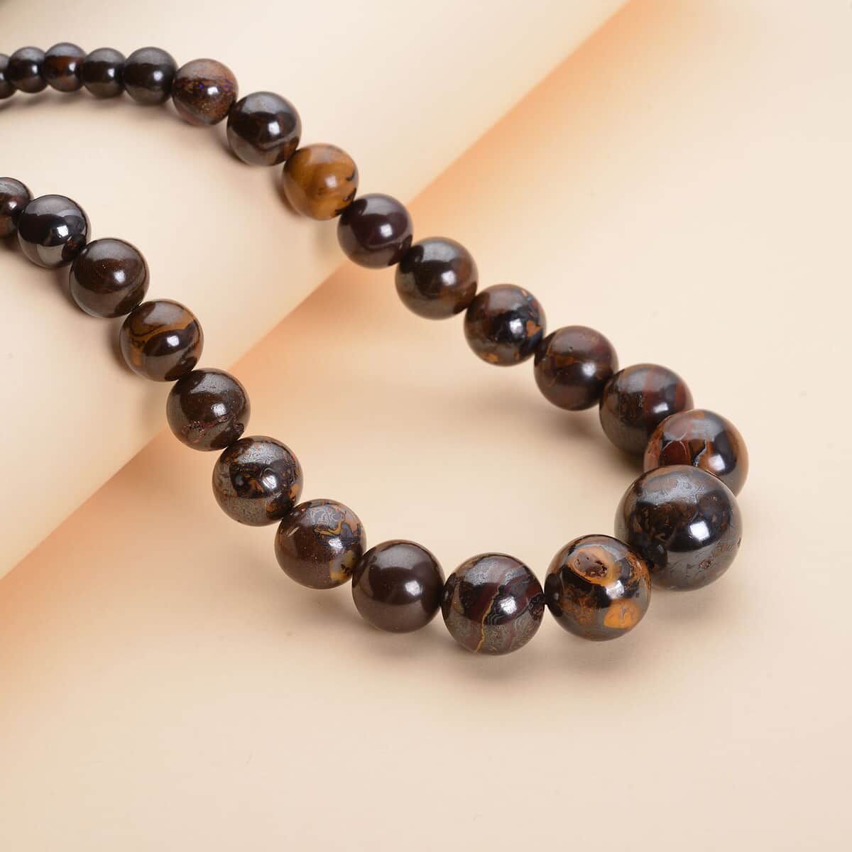 Boulder Opal Triplet Beaded Necklace 18-22 Inches in Rhodium Over Sterling Silver 408.80 ctw image number 1