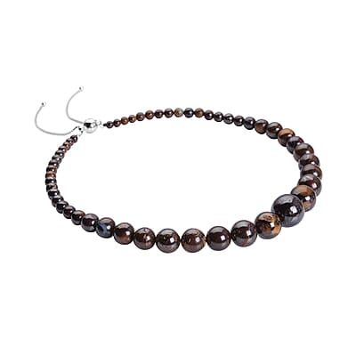 Boulder Opal Triplet Beaded Necklace 18-22 Inches in Rhodium Over Sterling Silver 408.80 ctw