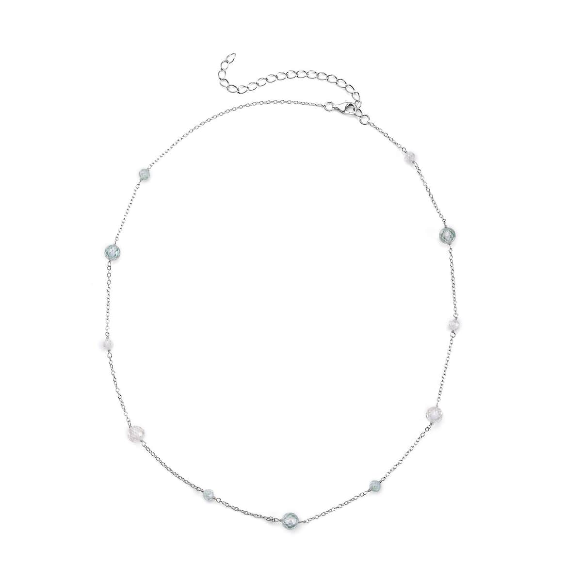 Moissanite and Green Moissanite Beaded Station Necklace 18-21 Inches in Rhodium Over Sterling Silver 11.20 ctw image number 0