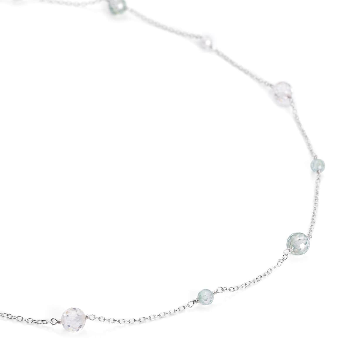 Moissanite and Green Moissanite Beaded Station Necklace 18-21 Inches in Rhodium Over Sterling Silver 11.20 ctw image number 2