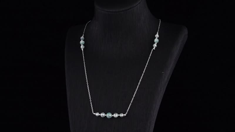 Green Moissanite Beaded Necklace 20-22 Inches in Rhodium Over Sterling Silver 7.40 ctw